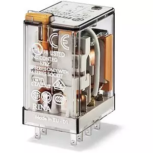 Relais industriel 2RT 10A 24V DC, bouton test et indicateur mécanique