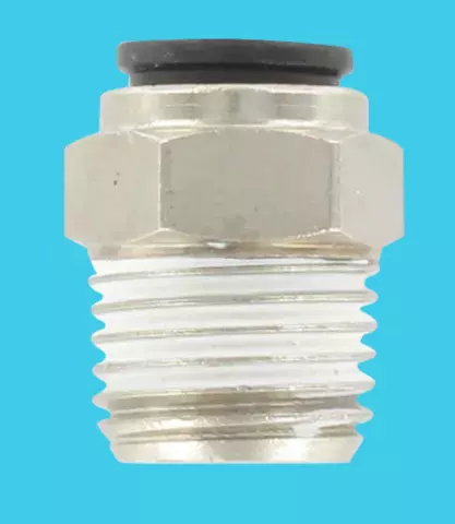 Raccord instantané droit mâle BSP conique R1/4" T6 - laiton nickelé/résine