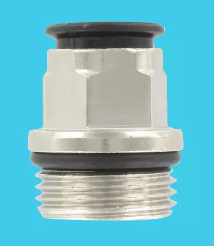 Raccord instantané droit mâle BSP cylindrique T8-G3/8" - laiton nickelé/résine