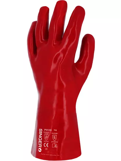 Gants de protection en PVC sur support coton -35cm - TAILLE 10 -