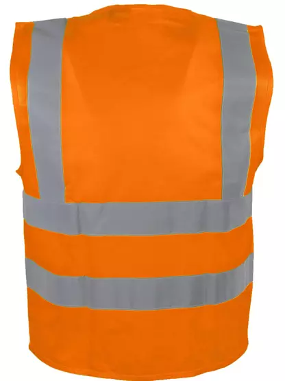 Gilet haute-visibilité. 100% polyester - Fermeture auto-agrippante -  4 bandes - JAUNE ou ORANGE -