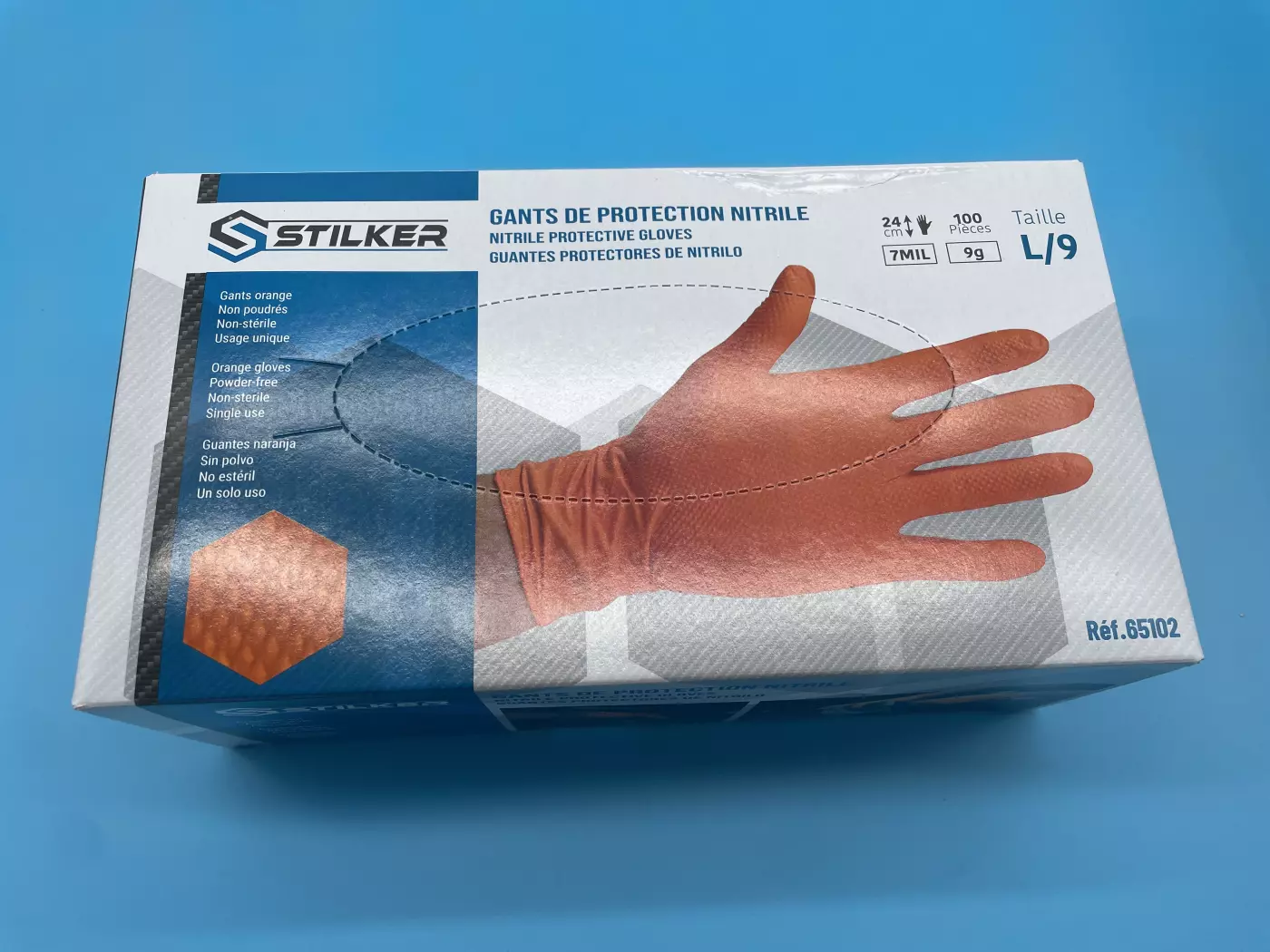 Gants de protection nitrile orange jetable - T9/L