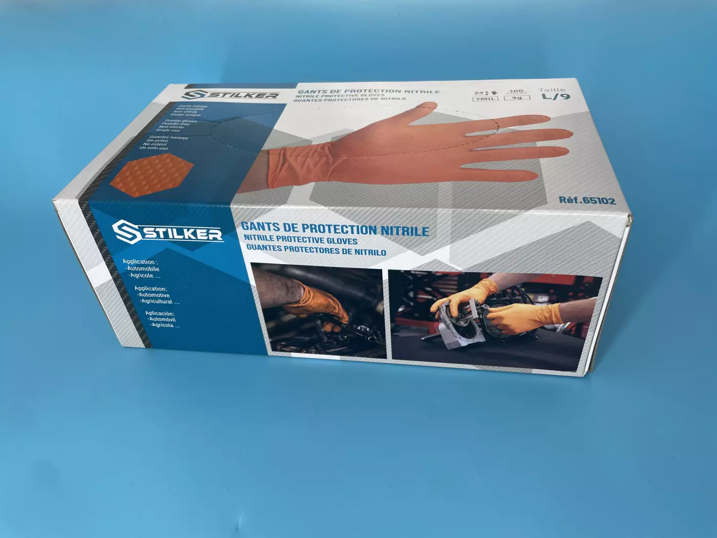 Gants de protection nitrile orange jetable - T9/L