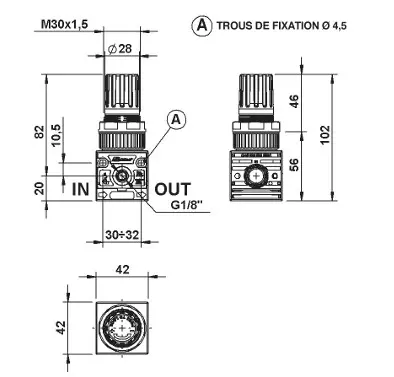 Régulateur de pression  d'air  - 1/4" -