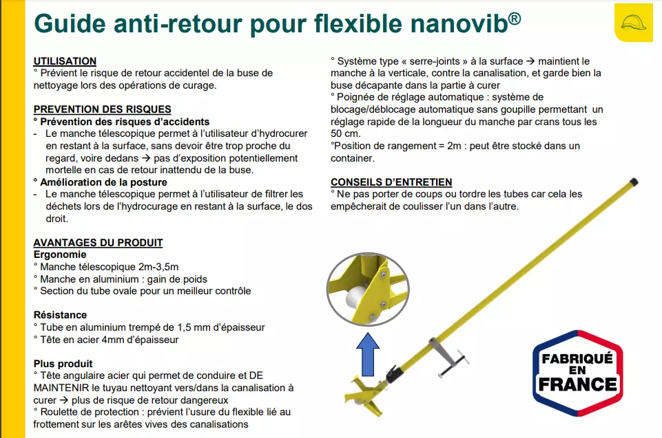 GUIDE ANTI-RETOUR POUR FLEXIBLE AVEC MANCHE TELESCOPIQUE