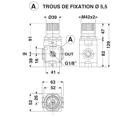 Régulateur de pression -air comprimé -  3/8" - 0/8 BARS